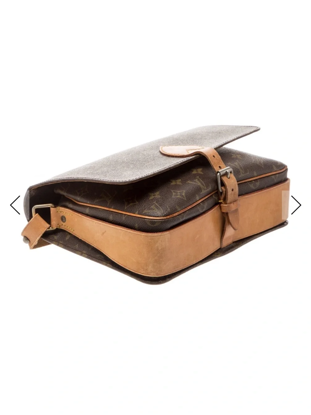 Vintage Louis Vuitton LV Monogram Cartouchière GM Tan and Brown Messenger Bag